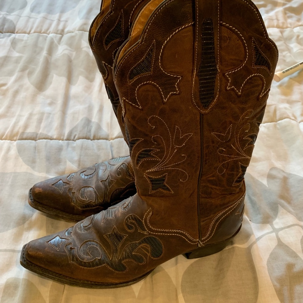 Brown cowboy boots